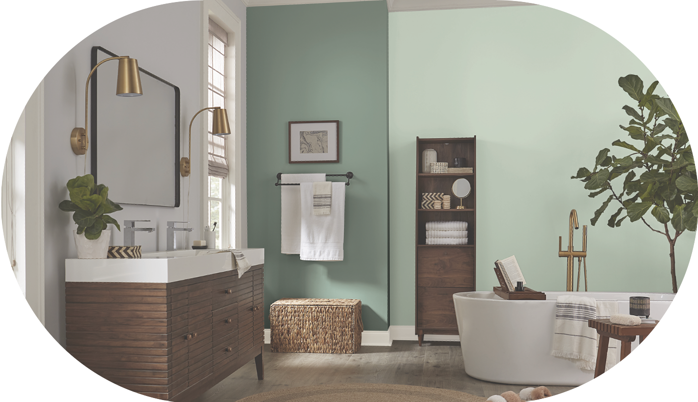 Dulux 2025 paint colour trends 4 EARTH & ARCHIVE green bathroom walls